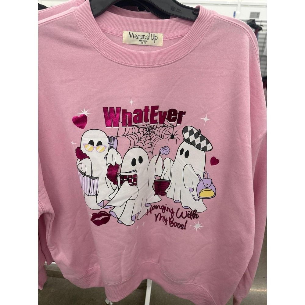 Wound Up Pink "Whatever Hanging With My Boos" Graphic Sweatshirt